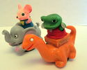 Rare Elephant w/Mouse & Dinosaur w/Frog Wind Up Ma