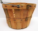 Vintage Clothespin Wood Basket w/Wire Hanger & 60 