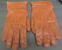 Vintage Mens Brown Leather Gloves w/Real Rabbit Fu