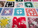 Vintage Handmade Crocheted Multi-Colored Granny Sq