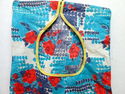 Vintage Clothespin Bag Retro Blue Red Floral Fabri