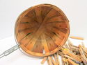 Vintage Clothespin Wood Basket w/Wire Hanger & 60 