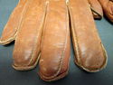 Vintage Mens Brown Leather Gloves w/Real Rabbit Fu