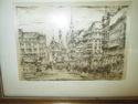 Paul Geissler Framed Etching Print On Silk Fabric 