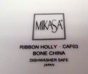 Set of 4 Mikasa Ribbon Holly 8.75" Rimmed Soup Bow