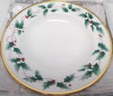 Set of 4 Mikasa Ribbon Holly 8.75" Rimmed Soup Bow