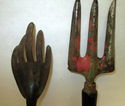 Vintage Metal & Wood Garden Tools Claw Fork Trowel