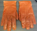 Vintage Mens Brown Leather Gloves w/Real Rabbit Fu