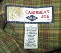 Mens Caribbean Joe Shirt Sz L Green Plaid Long Sle