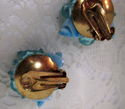 Vintage Clip On Earrings 50s 60s Aqua Blue Shell B