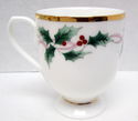 Set of 4 Mikasa Ribbon Holly Footed Bone China Mug