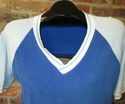 Vintage Mens Blue Terry Cloth Fabric Pullover Shir