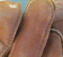 Vintage Mens Brown Leather Gloves w/Real Rabbit Fu