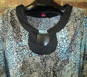  Zoey Beth Plus Sz 2X Top w/Aqua Bead Black Pleate