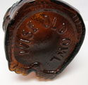 Vintage "Wise Old Owl" Glass Coin Bank in Dark Amb