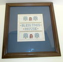 Vintage Handmade Cross Stitch Sampler "Bless This 