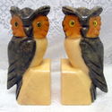 Vintage Owl Bookends Sculptured Marble Collectible