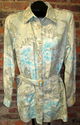 100% Silk Shirt Sz 12 Belted Diane Gilman Button U