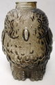 Vintage "Wise Old Owl" Glass Coin Bank in Smoke Co