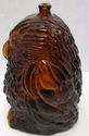 Vintage "Wise Old Owl" Glass Coin Bank in Dark Amb