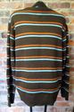 Vintage Mens XL Striped Sweater Wool Blend Brown B