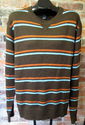 Vintage Mens XL Striped Sweater Wool Blend Brown B