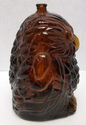 Vintage "Wise Old Owl" Glass Coin Bank in Dark Amb