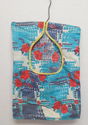 Vintage Clothespin Bag Retro Blue Red Floral Fabri