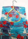 Vintage Clothespin Bag Retro Blue Red Floral Fabri