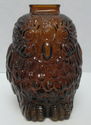 Vintage "Wise Old Owl" Glass Coin Bank in Dark Amb