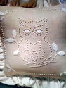 Vintage 1983 Owl Candlewicking Embroidery Pillow P