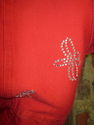 Womens M Red Jacket Coat Embellished w/Rhinestone 