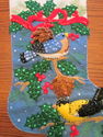 Holiday Birds Christmas Stocking Felt Applique Bea