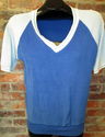 Vintage Mens Blue Terry Cloth Fabric Pullover Shir