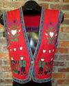 Womens Sz M Culliane Red Vest w/Pewter Buttons and