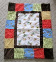 Baby Monkey Patchwork Textured Lovey Blanket w/Ban