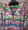 Womens Sz 2XL Multi-Colored Shirt/Top w3 Button V-