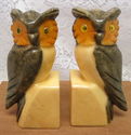 Vintage Owl Bookends Sculptured Marble Collectible