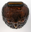 Vintage "Wise Old Owl" Glass Coin Bank in Dark Amb