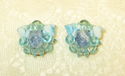 Vintage 50s 60s Aqua Blue Shell Beaded Cluster Cli