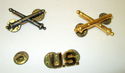 Lot of 3 WWII US Artillery Officers Collar Pins 2 