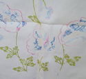 Vintage 42" Embroidered Linen Table Runner w/Hand 