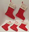 Vintage Red Felt Christmas Stocking Lot of 5 inclu