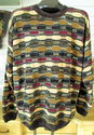 Vintage Mens Sweater L Multi-Colored Textured Stri