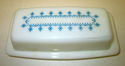 Vintage Pyrex Milk Glass Winter Garland Blue Snowf