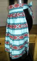 Vintage Apron in Aqua/Red Feed Sack Fabric w/Full 