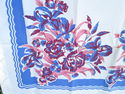 Vintage Mid Century Modern Blue Floral Tablecloth 