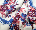 Vintage Mid Century Modern Blue Floral Tablecloth 