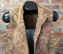 Womens XL Paisley Tapestry Fabric Vest Zip Front J