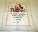 Vintage Completed Cross Stitch Sampler on Linen "P